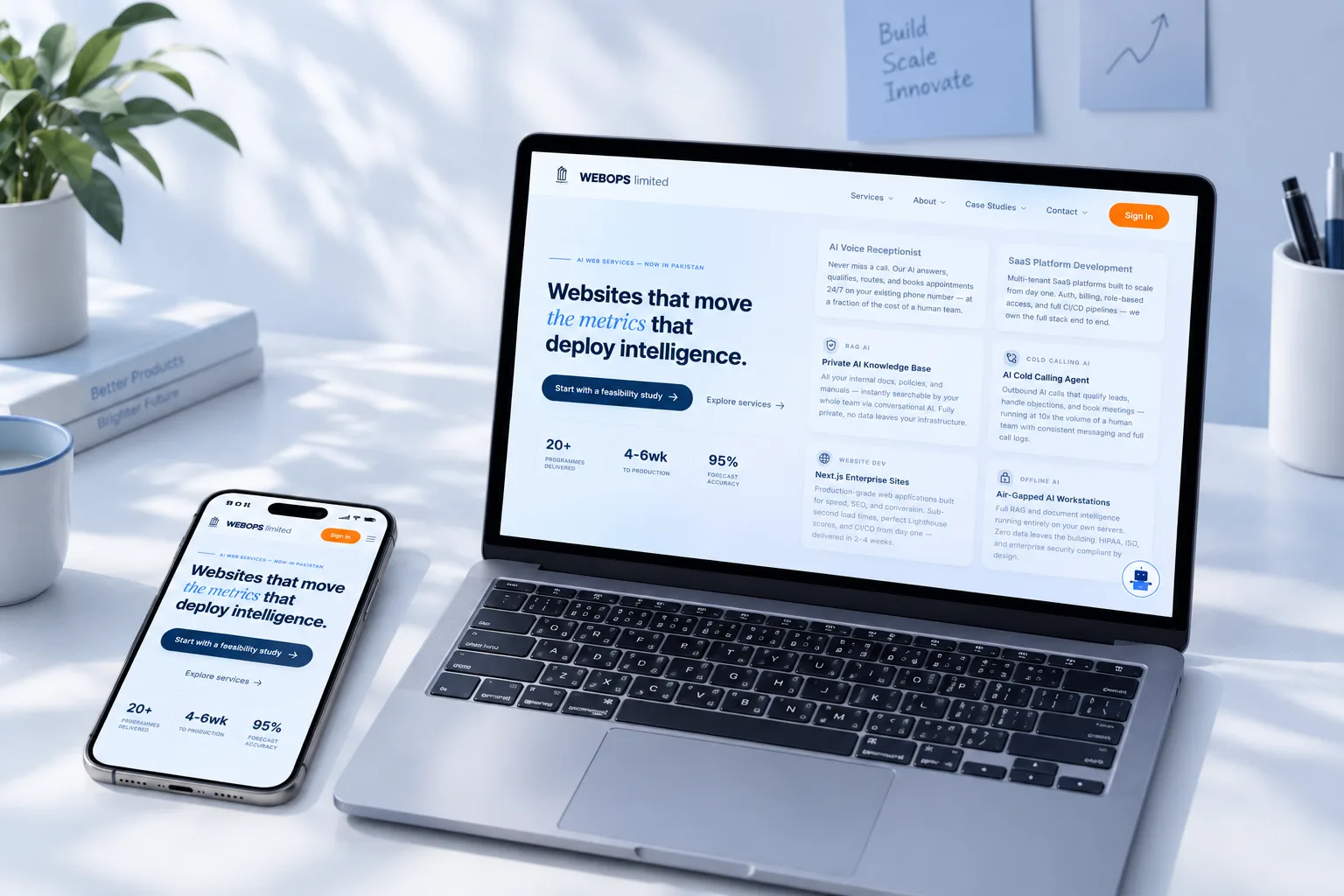 WebOps Limited AI web services website on laptop and phone